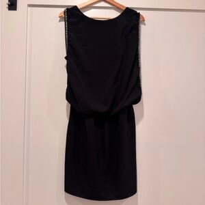 love...ady Black Backless Dress with Chain Detail